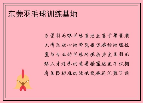 东莞羽毛球训练基地